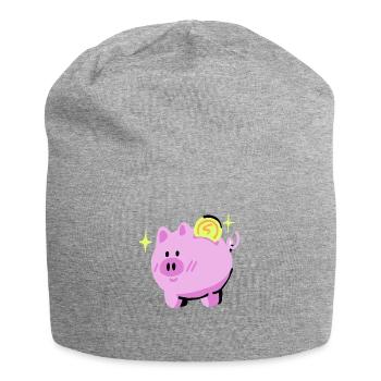 Geld Sparschwein - Jersey-Beanie - Grau meliert - Vorne