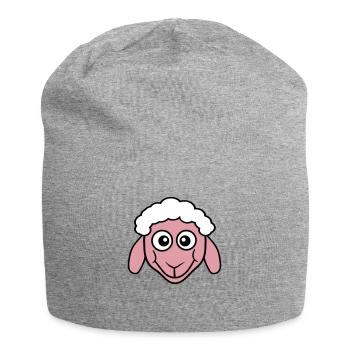 Sheep Face Head Cute Cute Lamb Cool Comic - Jersey Beanie - heather grey - Front