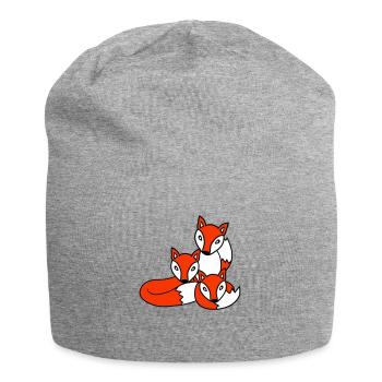 3 Foxes Friends Family Three Kids Crew Team Cute - Jersey Beanie - heather grey - Front