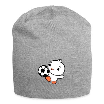 Ente spielt Fußball Ball Tor schießen kicken Spaß - Jersey-Beanie - Grau meliert - Vorne