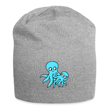 Octopus Mom Dad Child Baby Mother Father Family - Jersey Beanie - heather grey - Front