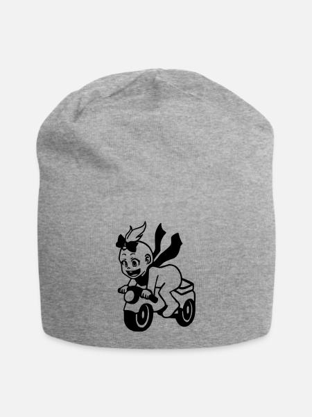 Mädchen auf Motorrad - Jersey-Beanie - Grau meliert