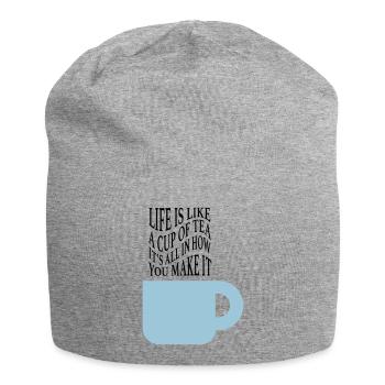 Das Leben ist wie Tee - Jersey-Beanie - Grau meliert - Vorne