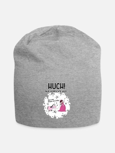 Nur Verrückte hier - Jersey-Beanie - Grau meliert