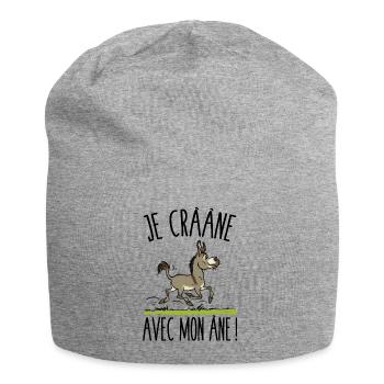 Je crâne avec mon âne (âne gris) - Bonnet en jersey - gris chiné - Devant