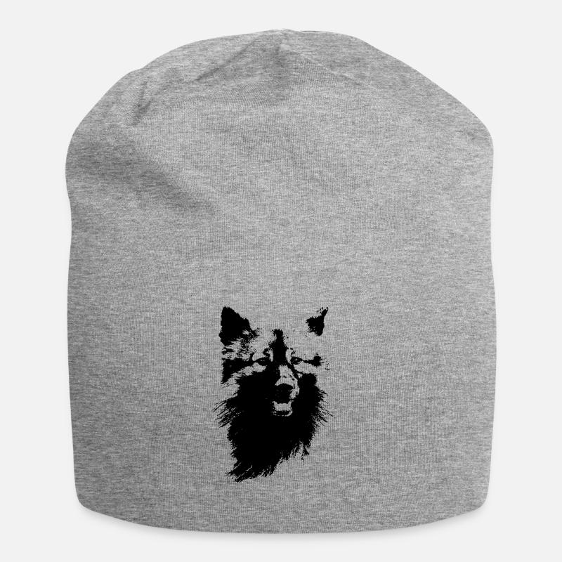 Wolfsspitz Kopf - Jersey-Beanie - Grau meliert