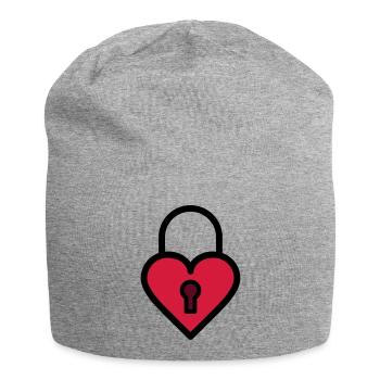 Padlock, love lock - Jersey Beanie - heather grey - Front