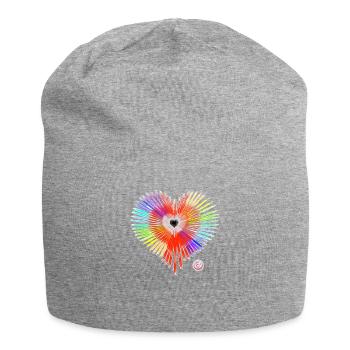 Rainbow heart - Jersey Beanie - heather grey - Front