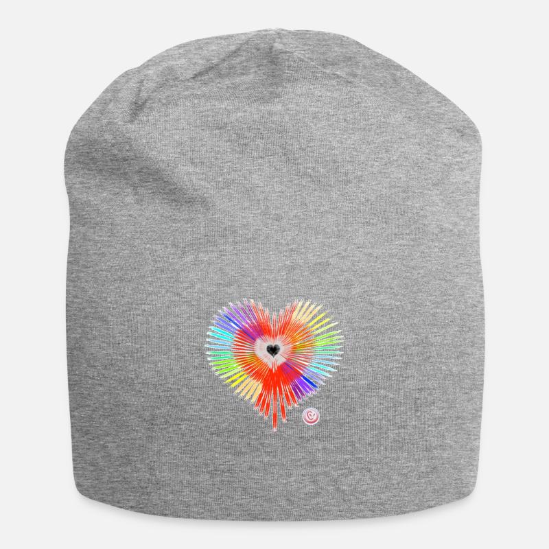 Regenbogen Herz - Jersey-Beanie - Grau meliert
