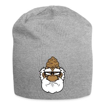 visage tête merde aigre pisse agacé - Bonnet en jersey - gris chiné - Devant