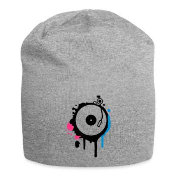 une table tournante et bras de lecture des graffit - Bonnet en jersey - gris chiné - Devant