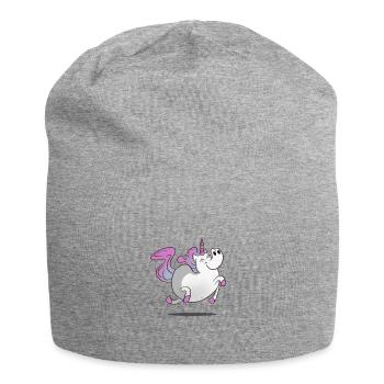 Unicorn / Unicorn - fat and happy - Jersey Beanie - heather grey - Front