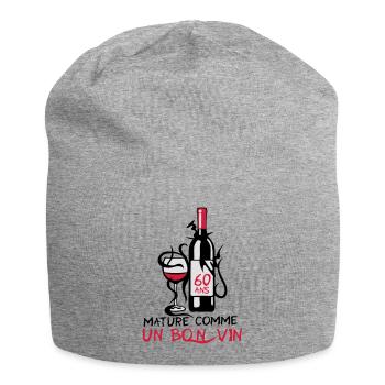 60 ans mature bouteille vin anniversaire - Bonnet en jersey - gris chiné - Devant