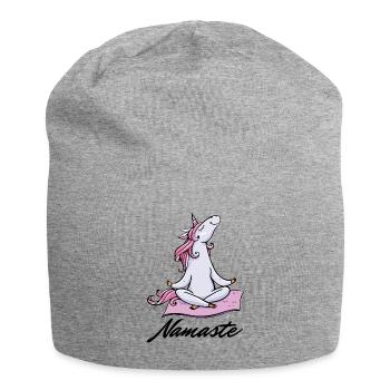 Yoga Einhorn | Namaste Regenbogen Meditation - Jersey-Beanie - Grau meliert - Vorne
