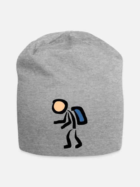 Wandern Urlaub - Backpacker mit Rucksack - Jersey-Beanie - Grau meliert