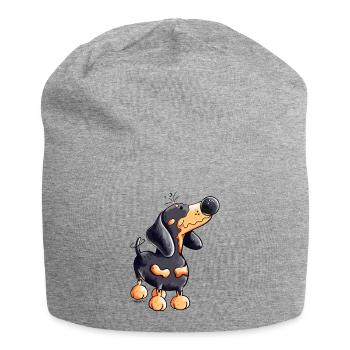 Lustiger Dackel - Jersey-Beanie - Grau meliert - Vorne