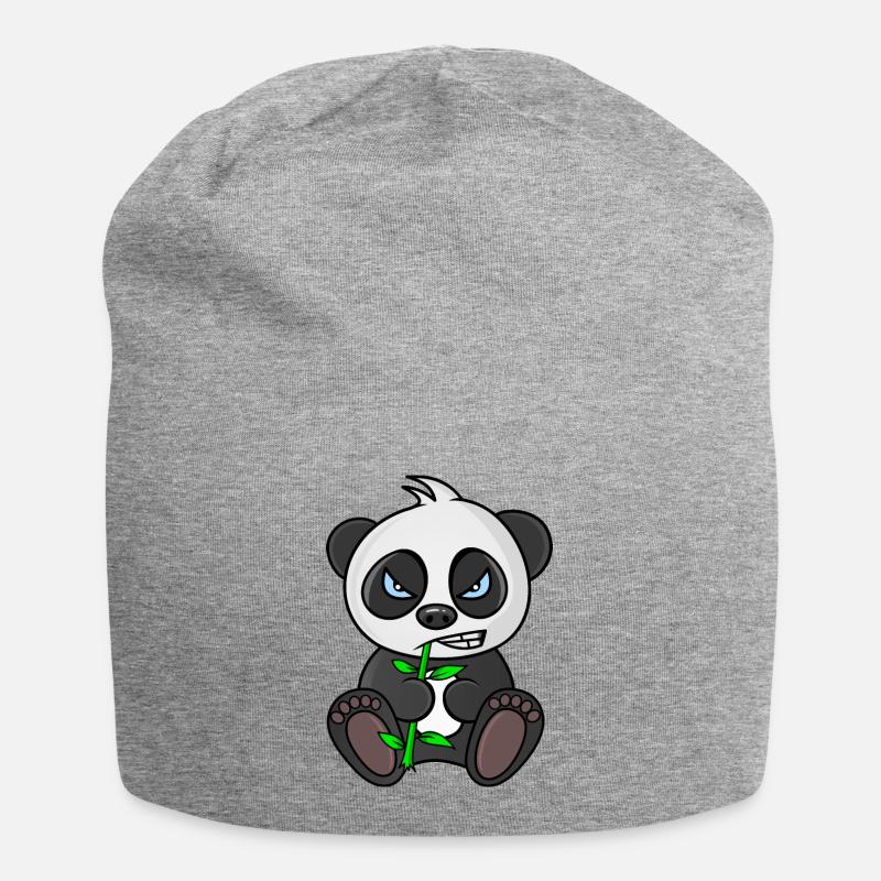grumpy panda, panda bear, mad panda, for babies - Jersey-Beanie - Grau meliert