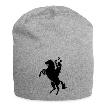 Indianer auf Pferd mit Tomerhawk - Jersey-Beanie - Grau meliert - Vorne