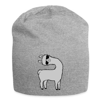 Lama looks crooked - Jersey Beanie - heather grey - Front