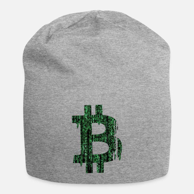 Bitcoin Matrix - Jersey Beanie - heather grey