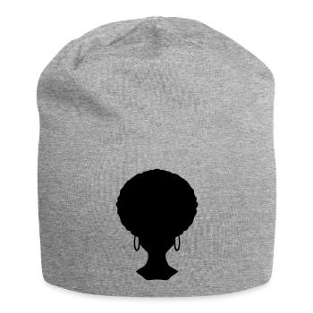 Afro Look Frisur - Jersey-Beanie - Grau meliert - Vorne