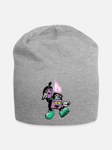 Feuerzeug - Jersey-Beanie - Grau meliert