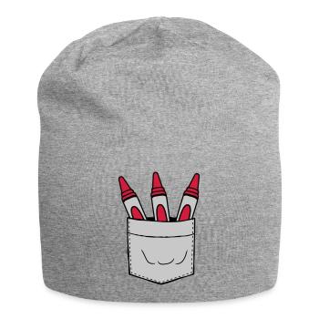 Chest pocket take wax crayons with you on the go - Jersey Beanie - heather grey - Front