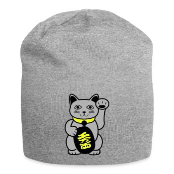 Maneki Waving Chat - Bonnet en jersey - gris chiné - Devant