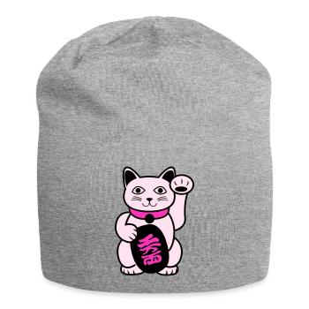 Maneki Winkekatze - Jersey-Beanie - Grau meliert - Vorne