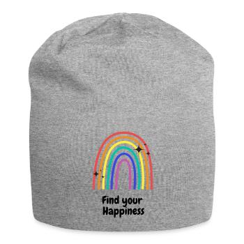 Regenbogen - Happiness - Jersey-Beanie - Grau meliert - Vorne