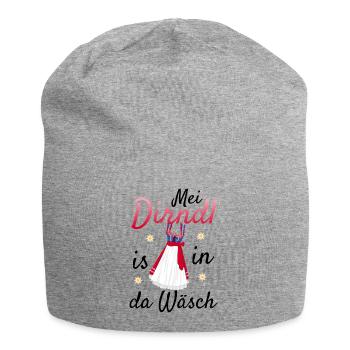 Dirndl Tracht | Mei Dirndl is in da - Jersey-Beanie - Grau meliert - Vorne