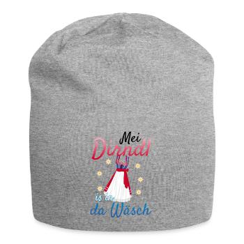 Dirndl Tracht | Mei Dirndl is in da - Jersey-Beanie - Grau meliert - Vorne