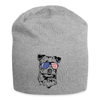 JACK RUSSELL TERRIER America Flag Sunglasses - Jersey Beanie - heather grey - Front