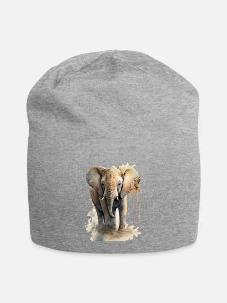 Süßer Kleiner Elefant Aquarell - Jersey-Beanie - Grau meliert
