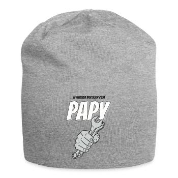 Cadeau papy bricoleur - Bonnet en jersey - gris chiné - Devant