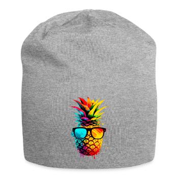 Ananas funky coloré - Bonnet en jersey - gris chiné - Devant
