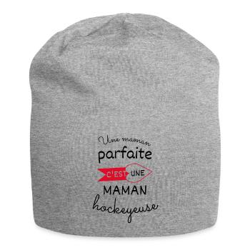 Une maman parfaite c'est une maman hockeyeuse - Bonnet en jersey - gris chiné - Devant