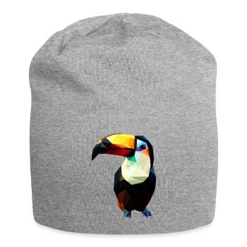 Tukan im Polygon-Stil - Jersey-Beanie - Grau meliert - Vorne