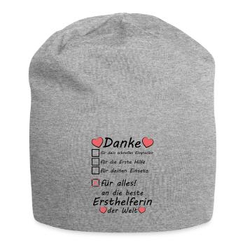 Beste Ersthelferin Danke Dankeschön sagen - Jersey-Beanie - Grau meliert - Vorne