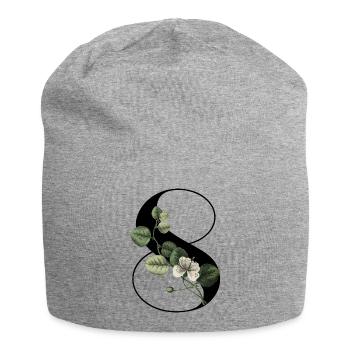 Numéro 8 floral vert -8e anniversaire floral - Bonnet en jersey - gris chiné - Devant