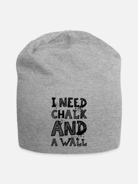 Chalk Boulder Klettern Wand lustige Sprüche Symbol - Jersey-Beanie - Grau meliert