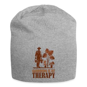 Gartenarbeit ist meine Therapie - Jersey-Beanie - Grau meliert - Vorne
