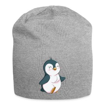 Pingouin mignon - Bonnet en jersey - gris chiné - Devant