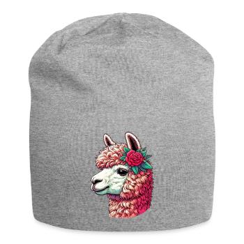 Alpaka - Jersey-Beanie - Grau meliert - Vorne
