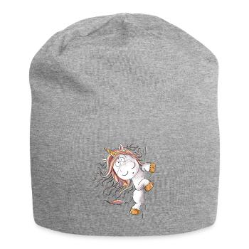 Drolliges Regenbogen Einhorn Fantasy - Jersey-Beanie - Grau meliert - Vorne