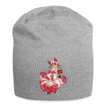 Kitsune avec lanterne renard japonais fantôme - Bonnet en jersey - gris chiné - Devant