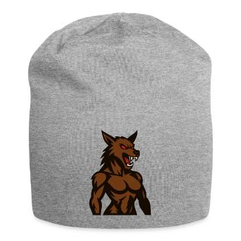 Wütender Braunwolf Maskottchen - Jersey-Beanie - Grau meliert - Vorne
