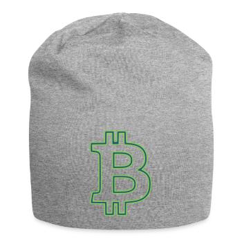 Bitcoin Logo Outline Neon Minimalistisch - Jersey-Beanie - Grau meliert - Vorne