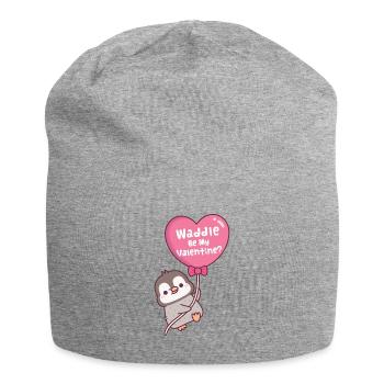 Ballon en forme de cœur de pingouin mignon, dandine sois ma Saint-Valentin - Bonnet en jersey - gris chiné - Devant