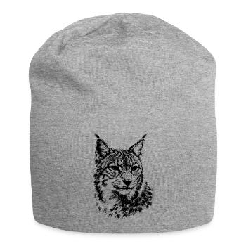 Lynx – minimalist graphics of a wild cat - Jersey Beanie - heather grey - Front